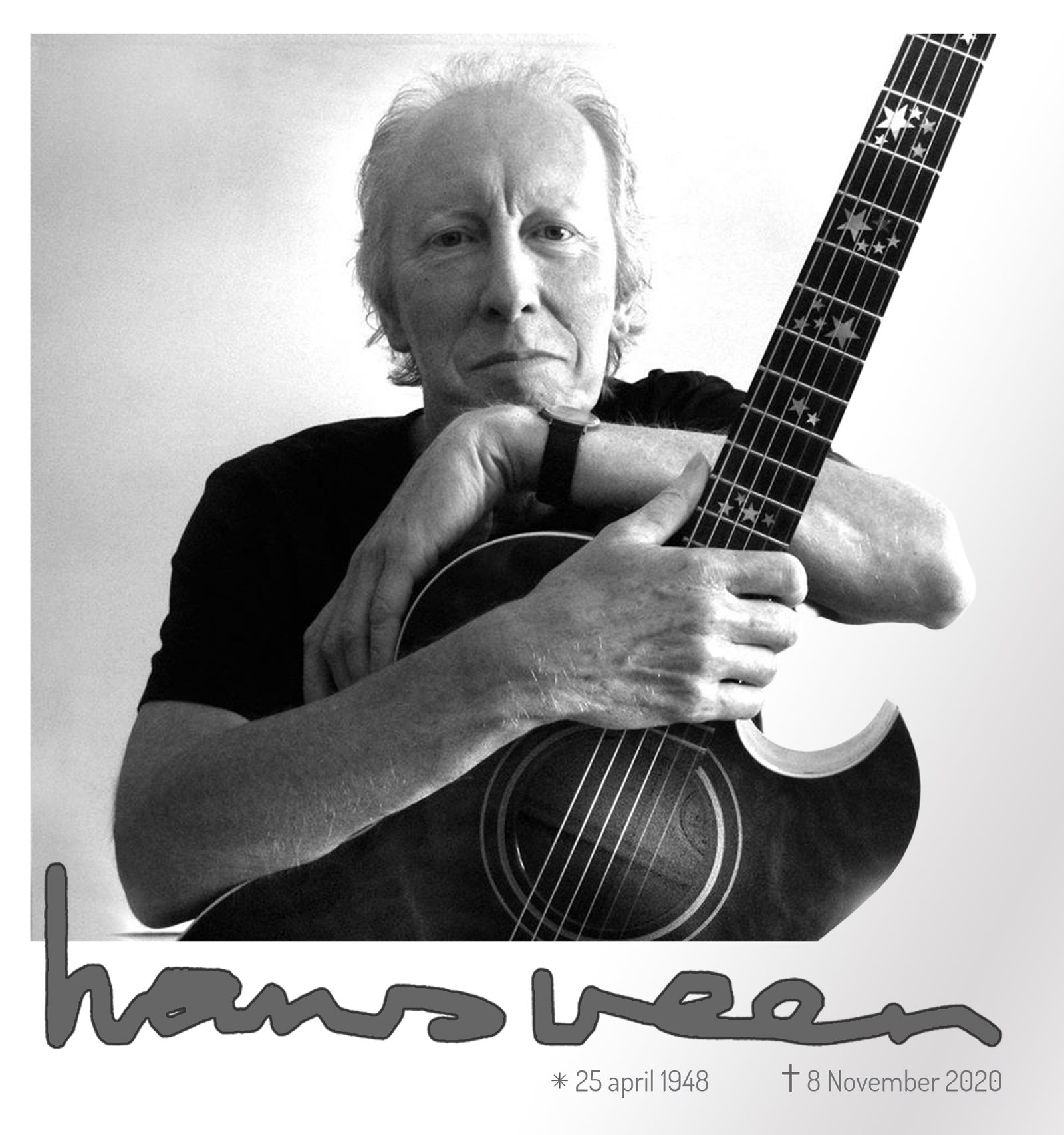Hans Veen met zijn gitaar. Geboren 25 april 1948, overleden 8 november 2020.